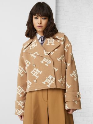 Tommy Hilfiger Women's Monogram Relaxed Fit All-Over Print Peacoat Th Monogram Khaki/Ecru - 4 | Tommy Hilfiger (US)