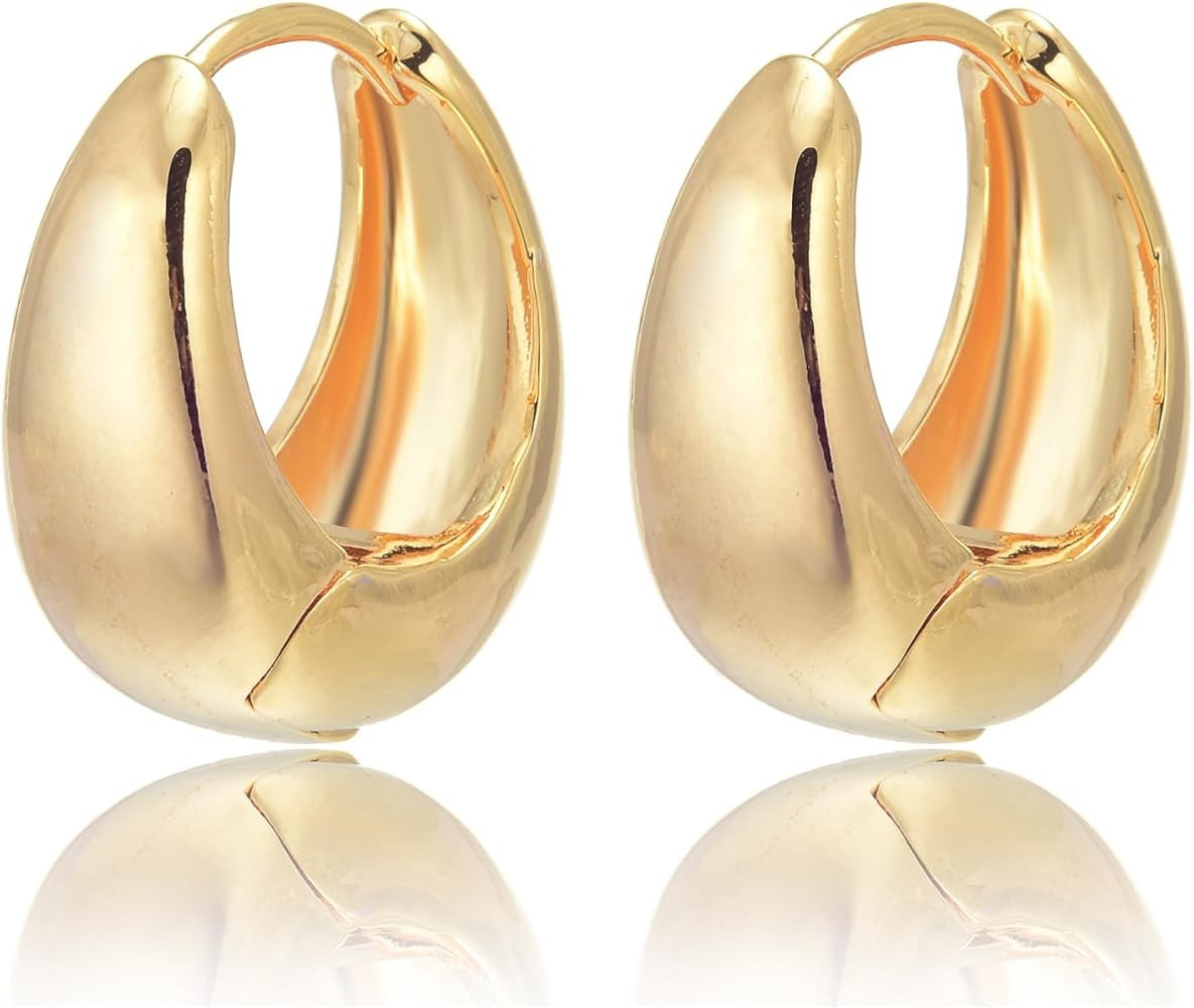 Huge Tomato Chunky Gold Hoop Earrings 18K Gold Plated Hoop Earrings Chunky Huggie Earrings for Wo... | Amazon (US)