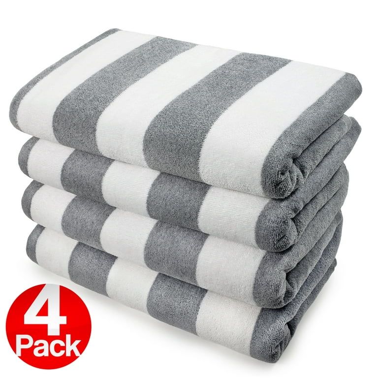 Kaufman Velour Stripe Beach Towel, Pool Towel,  32"x 62",  4 Pack  (GREY). | Walmart (US)