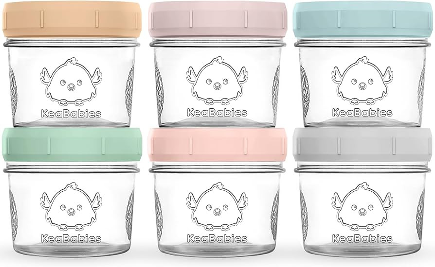KeaBabies 6pk 4oz Glass Baby Food Containers with Lids - Leak-Proof, Microwavable Small Glass Jar... | Amazon (US)