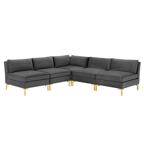 5pc Ardent Armless Performance Velvet Sectional Sofa - Modway | Target