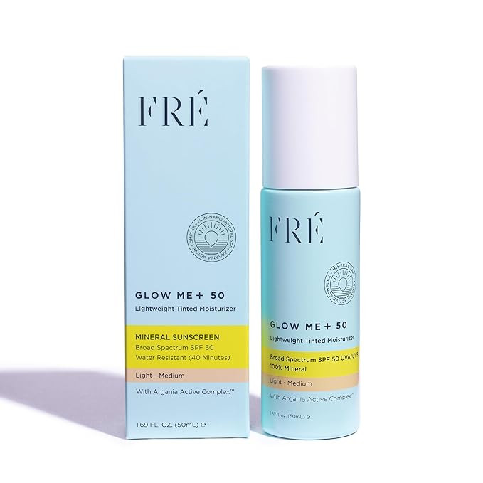 FRÉ Glow Me+ 50 Light - Medium, Tinted Mineral Moisturizer SPF 50, Face Sunscreen with Non-Nano ... | Amazon (US)