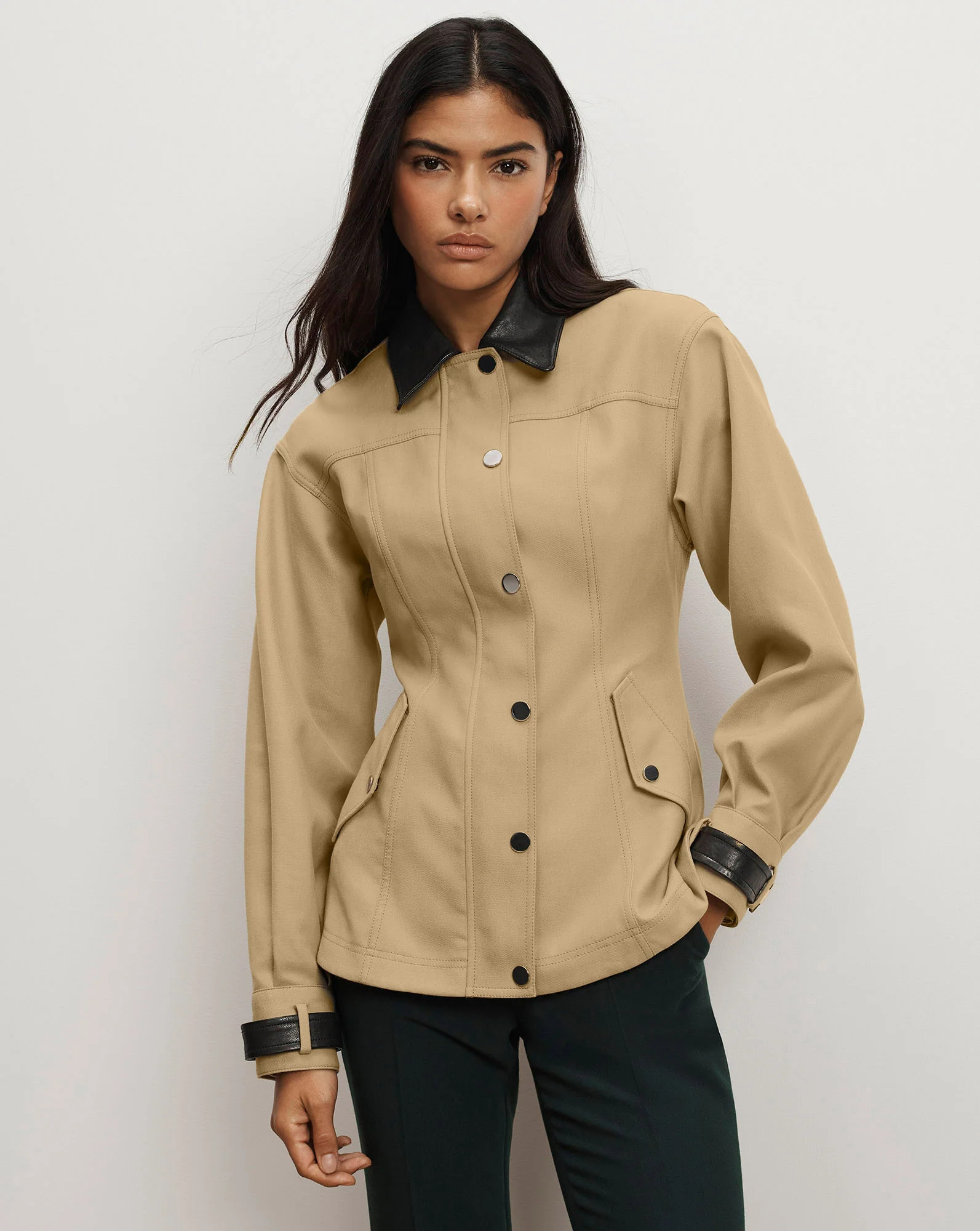 Talla Peplum Jacket in Tan Sand | Veronica Beard | Veronica Beard