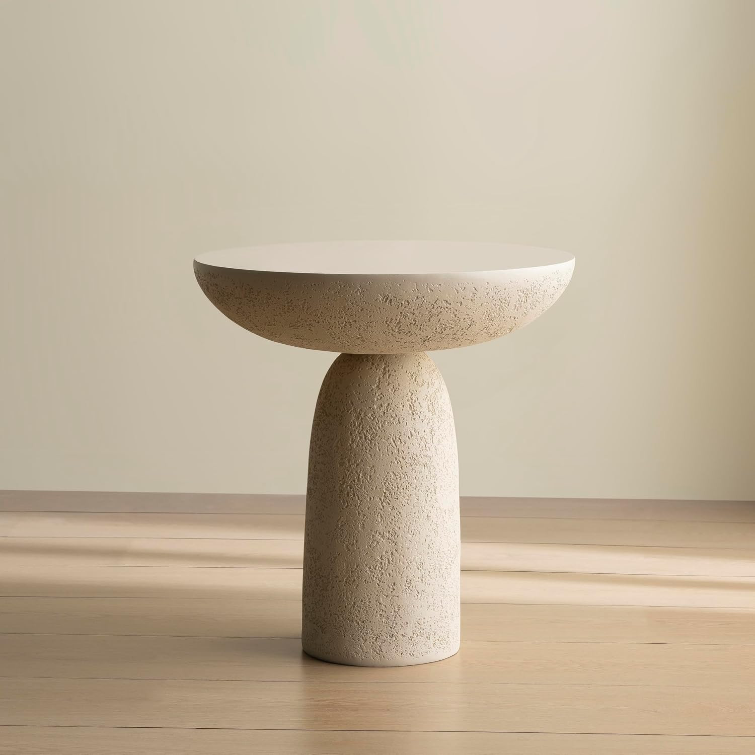 Pedestal Side Table, 18" Beige Fiberglass Hourglass End Table | Amazon (US)