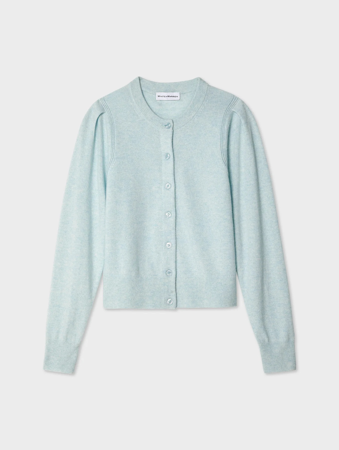 Cashmere Puff Sleeve Cardigan | White and Warren
