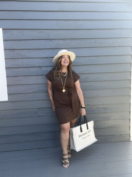 The perfect little 🤎🟫🟤 Dress. 
I love the fit, hemline and pockets. Super flattering high waist. It can be dressed up or down. I love adding the right accessories to elevate the look. 

#LTKstyletip #LTKfindsunder50 #LTKmidsize