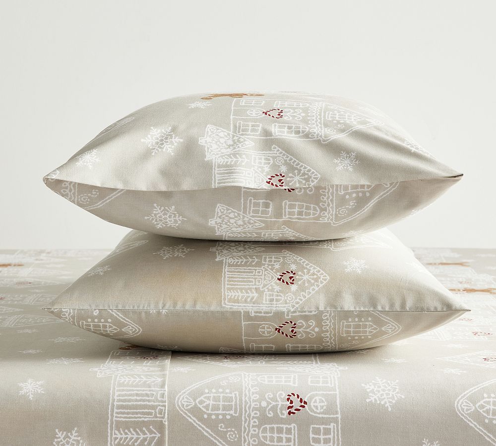 Gingerbread Village Percale Pillowcases - Set of 2 | Pottery Barn (US)