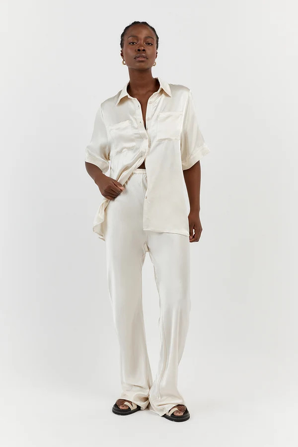 SIMONE PEARL SATIN BIAS CUT PANT | DISSH