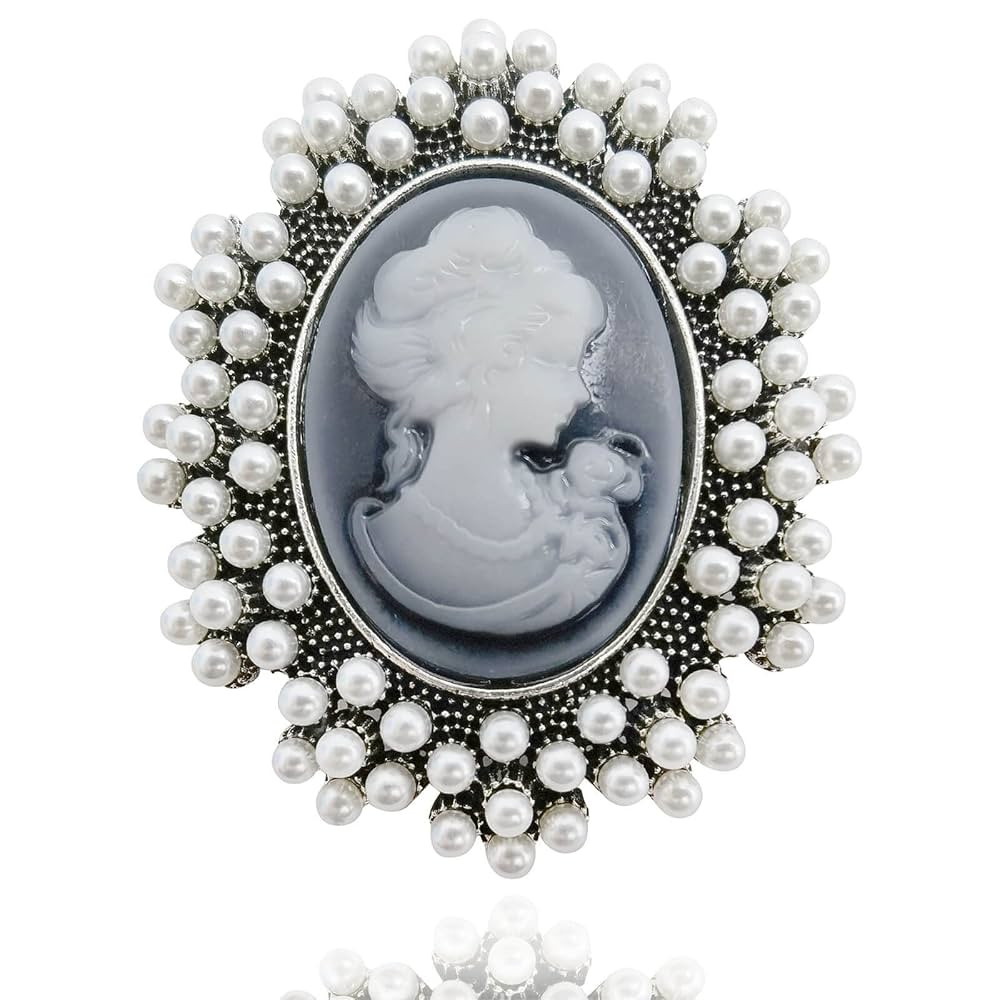 Cameo Brooch, Vintage Pearl Brooch for Women, Elegant Beauty Lady Portrait Victorian Brooch for C... | Amazon (US)