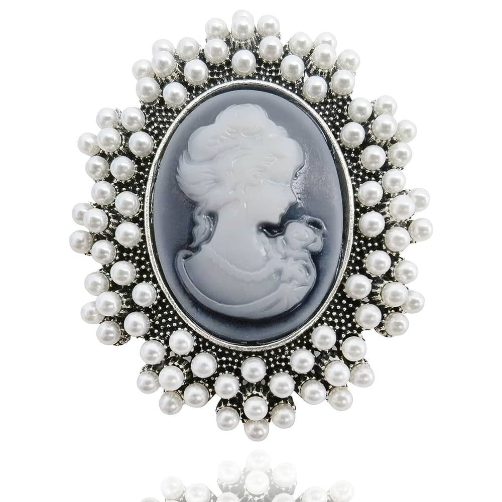 Cameo Brooch, Vintage Pearl Brooch for Women, Elegant Beauty Lady Portrait Victorian Brooch for C... | Amazon (US)