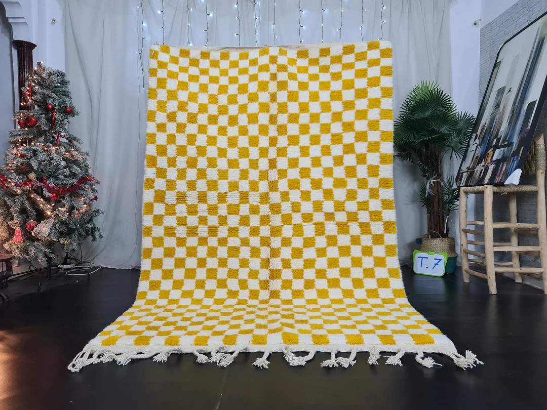 MOROCCAN CUSTOM RUG, Beni Ourain Yellow Rug, Moroccan Handmade Rug, Yellow Area Rug, Moroccan Ber... | Etsy (US)