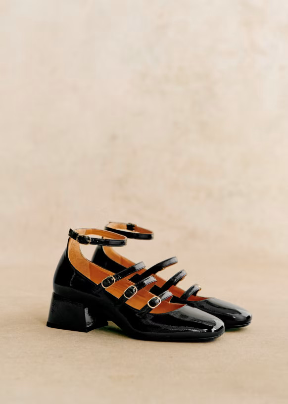 Elodie Mary Janes - Black Varnish  - Patent cowide leather - Sézane | Sezane - UK