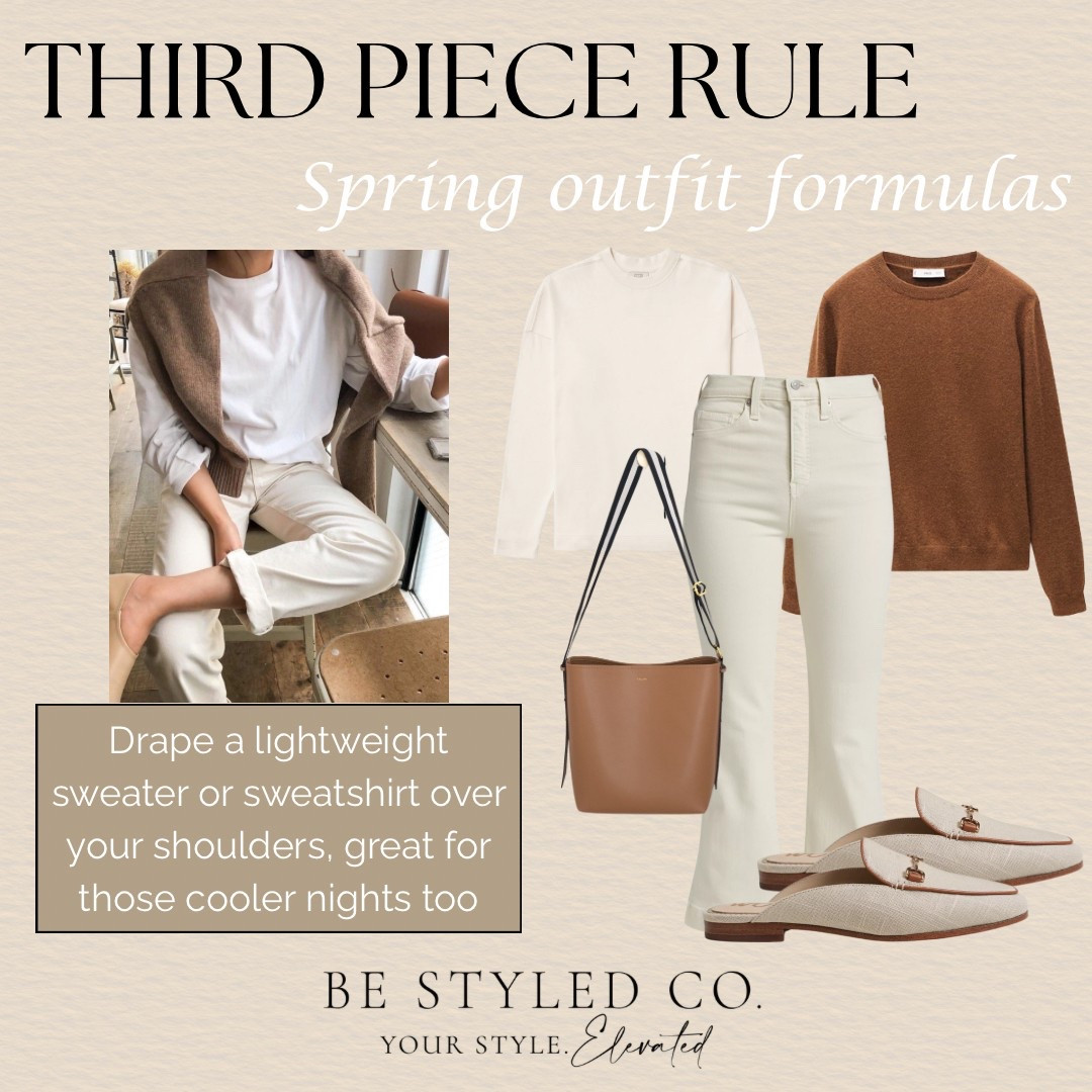 While a top and bottom create the foundation of any outfit, adding a third piece introduces that extra layer of polish and personality that takes your look from basic to effortlessly styled. Add a lightweight sweater of sweatshirt over your shoulders for those warmer days but cooler nights when you need  layering piece 

#LTKOver40 #LTKSpringSale #LTKStyleTip