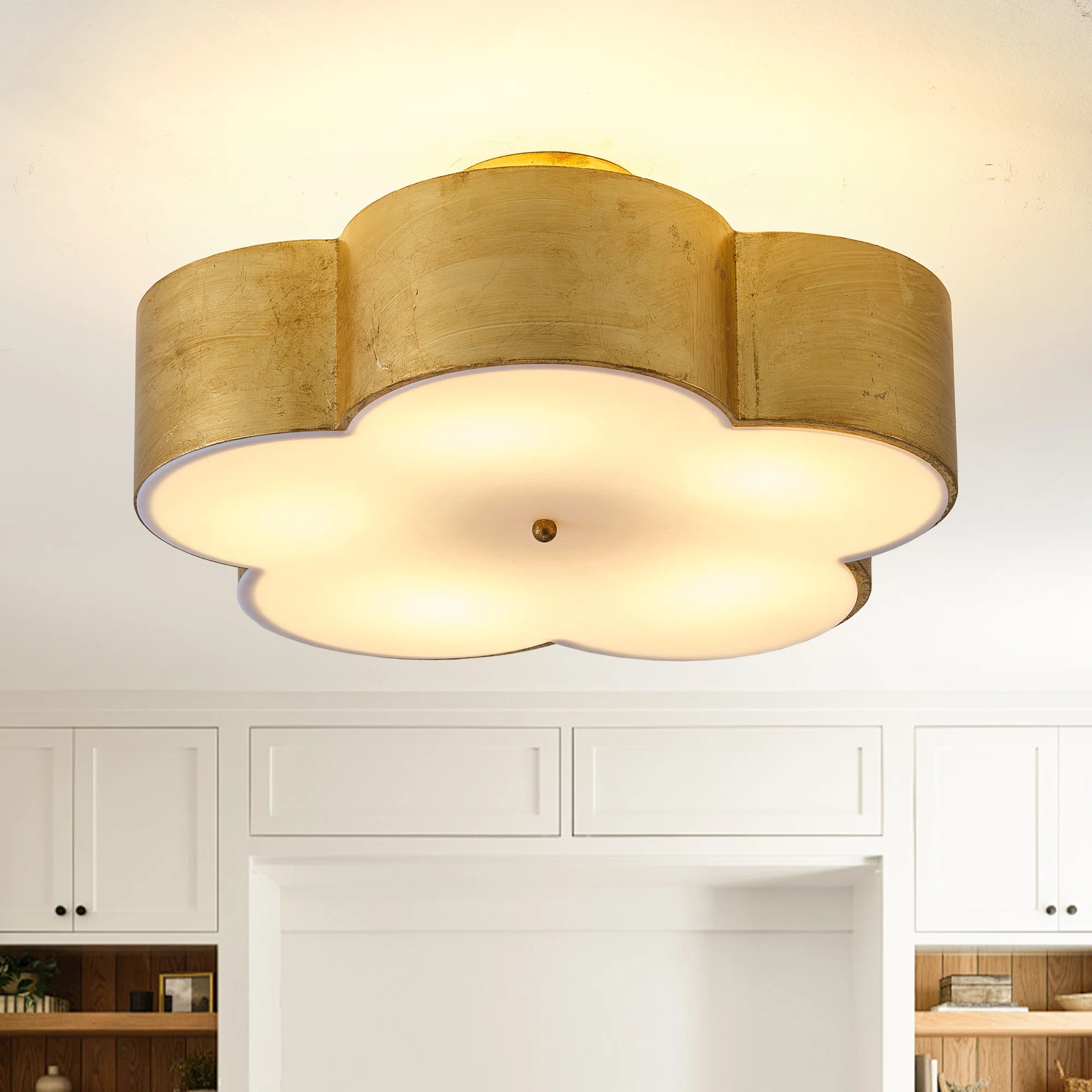 19.7" Gold Semi Flush Mount Ceiling Light Fixture | Wayfair North America
