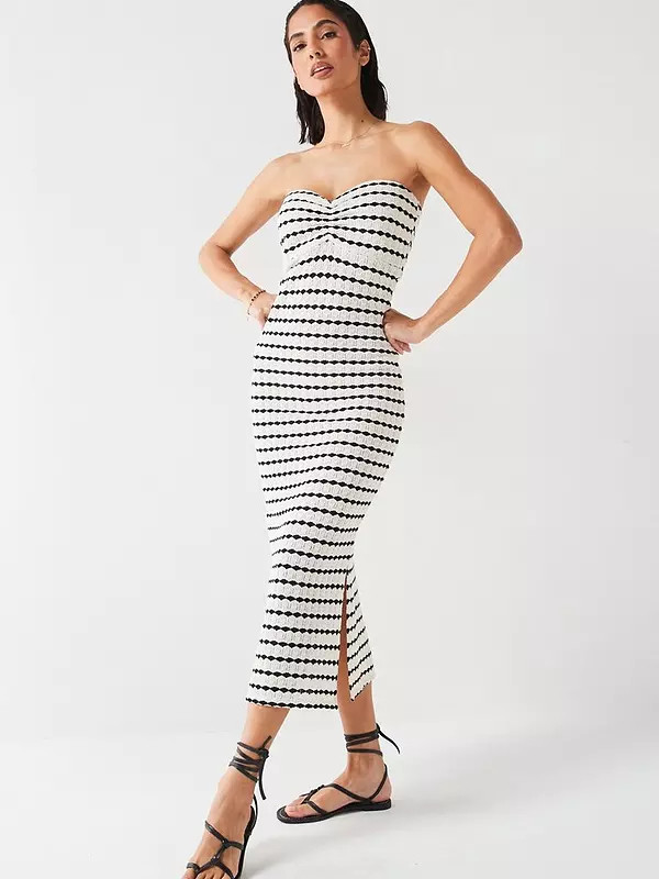 V by Very Twist Mono Crochet Midaxi Dress | Very (UK)