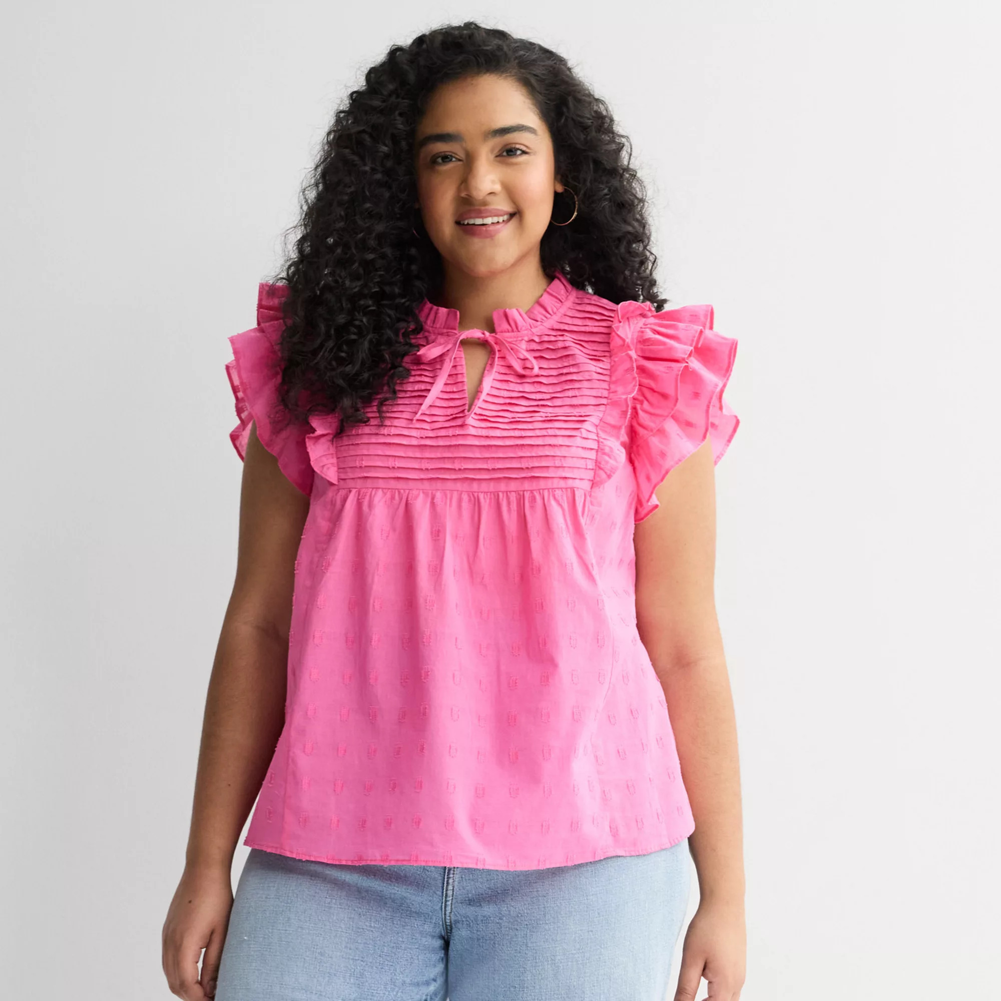 Plus Size Farmers Market Flounce Sleeve Blouse | Kohl's