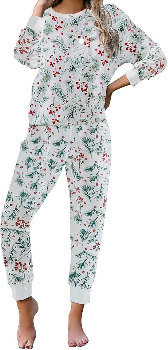 LookbookStore Women's Cozy Tie Dye Printed Knit Jumpsuit Loungewear Sleepwear Pajamas Long Jogger... | Amazon (US)