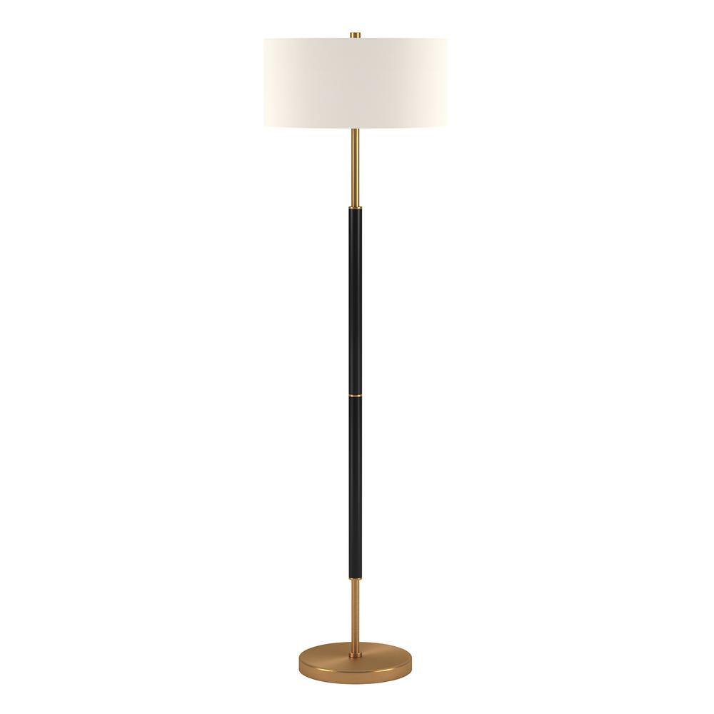 Simone 61.5 in. Matte Black and Brass Floor Lamp | The Home Depot