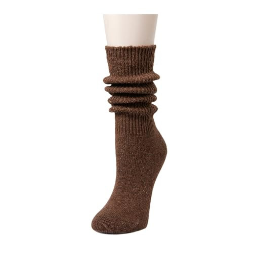 sockfun Novelty Slouch Socks For Women Girls, Scrunch Socks Women, Cotton Long High Tube Socks Brown | Amazon (US)