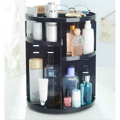 Basicwise rotating clear makeup organizer tower