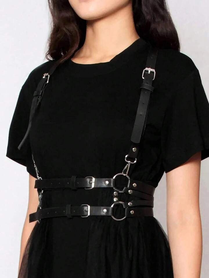 1pc Women Black PU Leather Punk Style Body Harness Fashion Belt Accessory | SHEIN USA | SHEIN