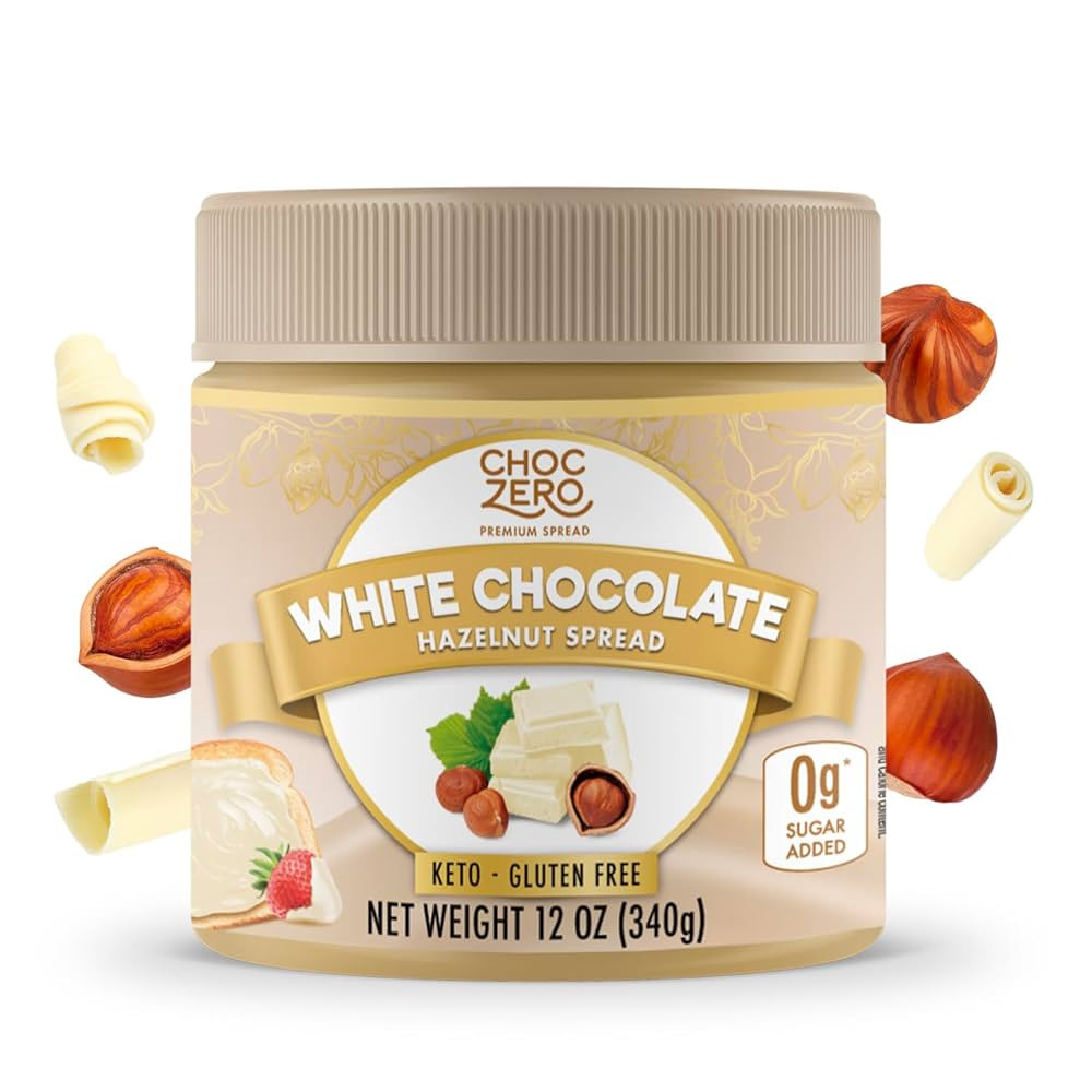 ChocZero Keto White Chocolate Hazelnut Spread - Keto Friendly, No Sugar Added, Best Low Carb Dess... | Amazon (US)
