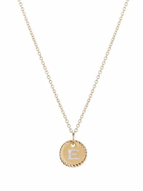 18kt yellow gold Initial E diamond charm necklace | Farfetch (US)