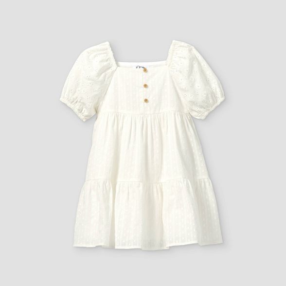 Toddler Girls' Eyelet Short Sleeve Dress - art class™ White | Target