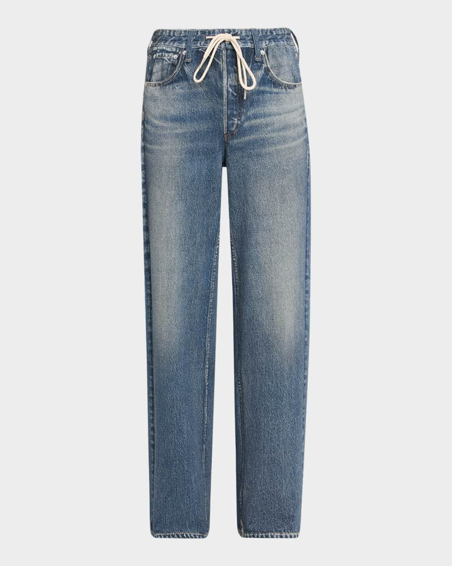 Rag & Bone Miramar Terry Drawstring Wide-Leg Jeans | Neiman Marcus