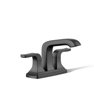 KOHLER Rubicon 4 in. Centerset Double Handle Bathroom Faucet in Matte Black R29403-4D-BL - The Ho... | The Home Depot