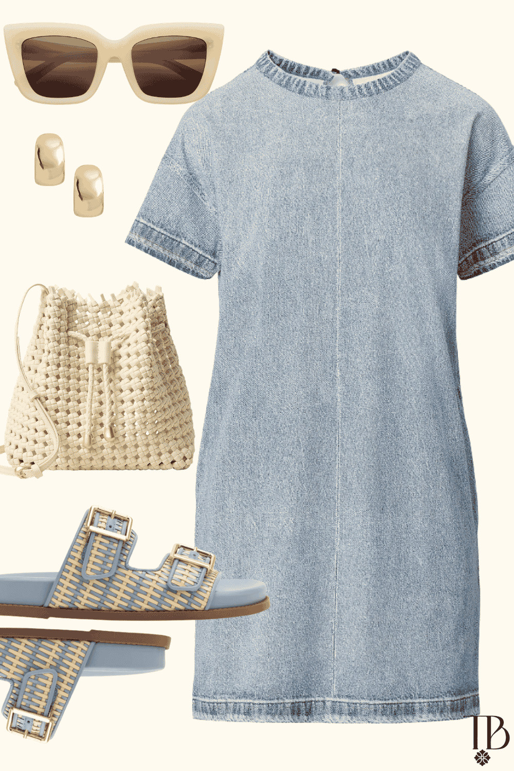 Denim days and easy summer style 💙☀️ This breezy denim dress paired with woven textures is the perfect throw-on-and-go outfit for warm weather days. #LTKStyle #DenimDress #SummerOutfit #CoastalStyle #LTKFinds 🤍👜✨ 

 