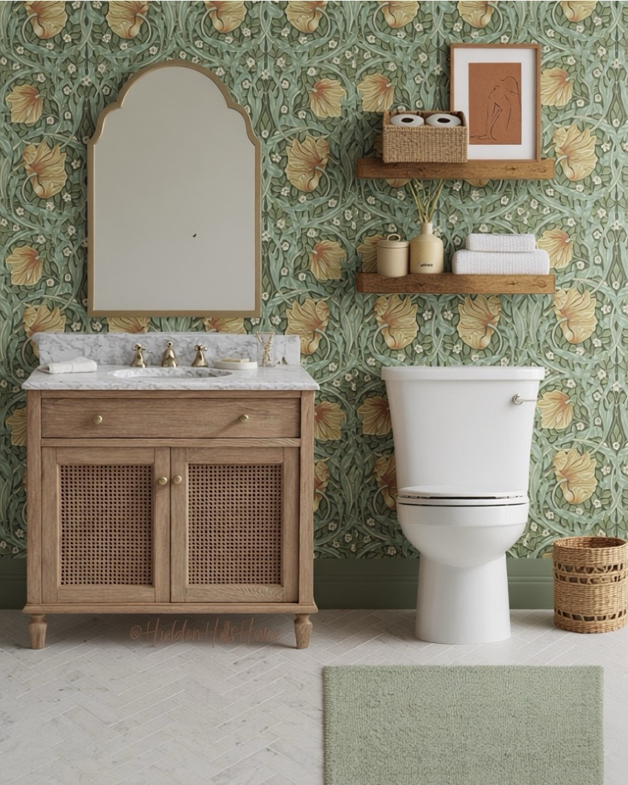 Bathroom, bathroom home decor, bathroom mood board, floral wallpaper bathroom #floralbathroom 


#LTKSeasonal #LTKSaleAlert #LTKHome