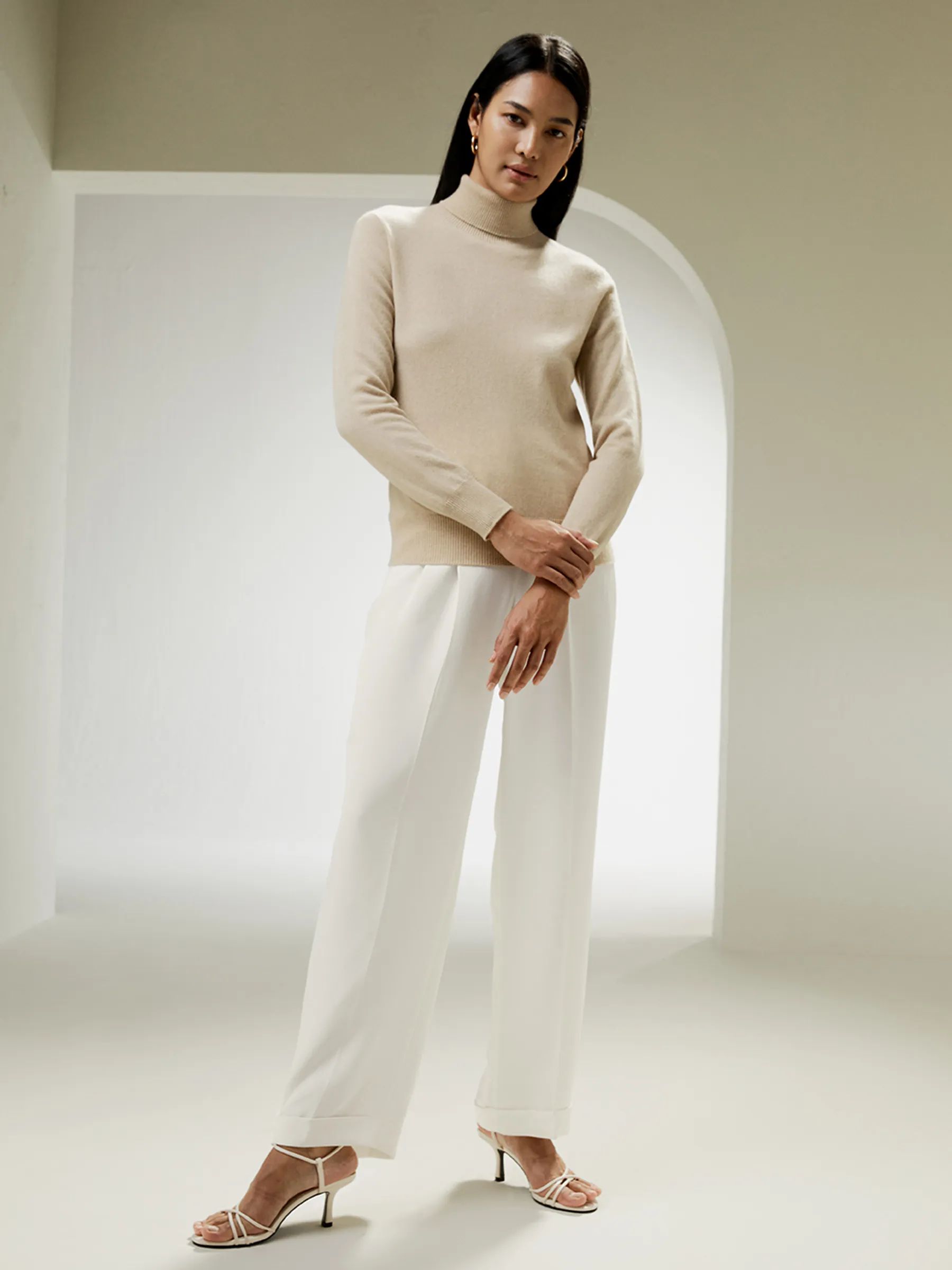 Pure Cashmere Turtleneck Sweater For Women | LilySilk