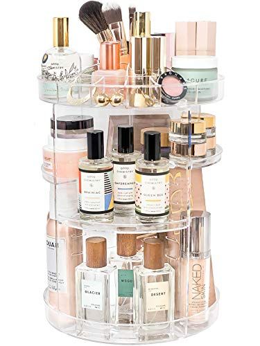 Rotating Makeup Organizer by Tranquil Abode | 360 Spinning Storage Display Case | Clear Acrylic Vani | Amazon (US)