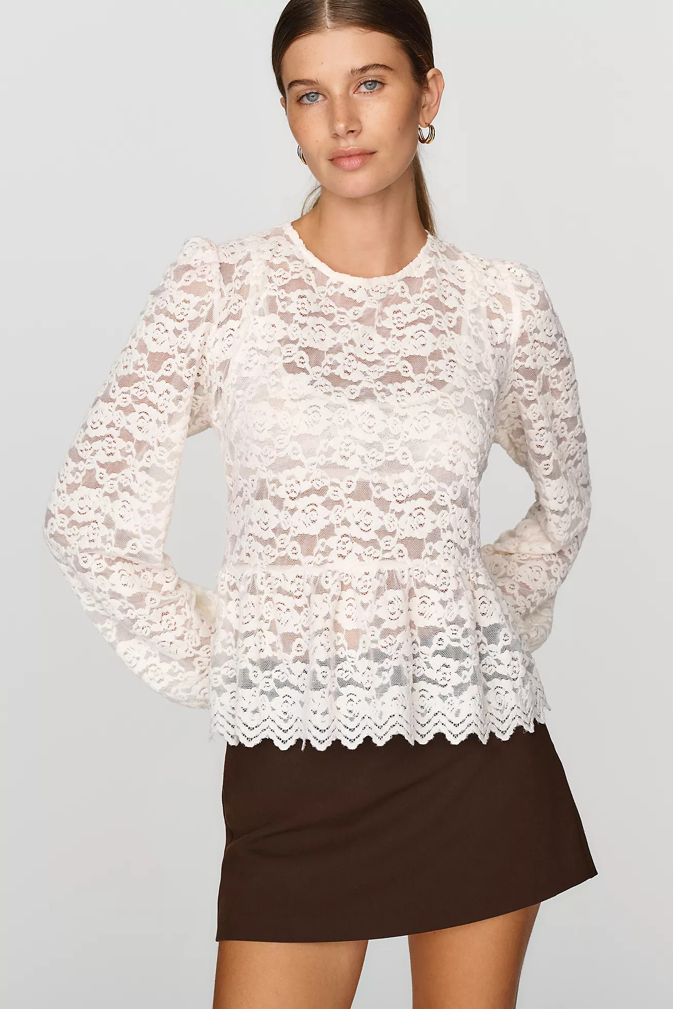 Dolan Left Coast Sheer Lace Peplum Top | Anthropologie (US)