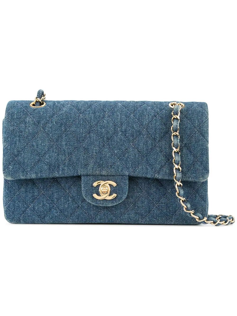 Chanel Vintage denim double shoulder bag - Blue | FarFetch Global