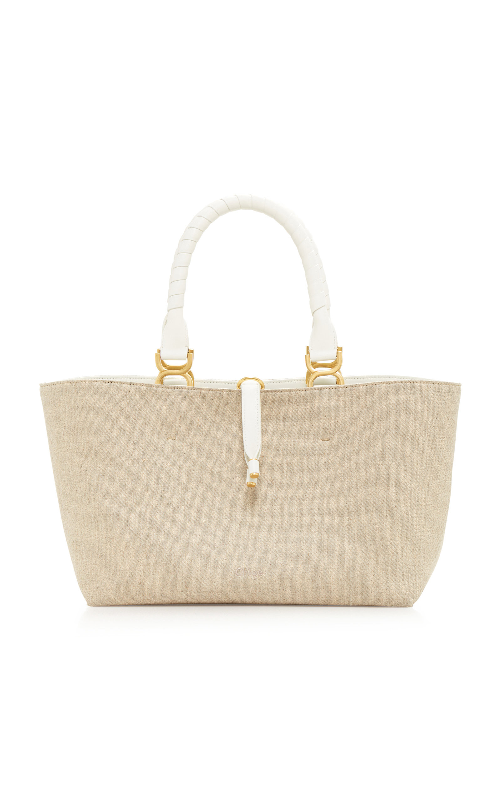 Marcie Leather-Trimmed Linen Tote Bag | Moda Operandi (Global)