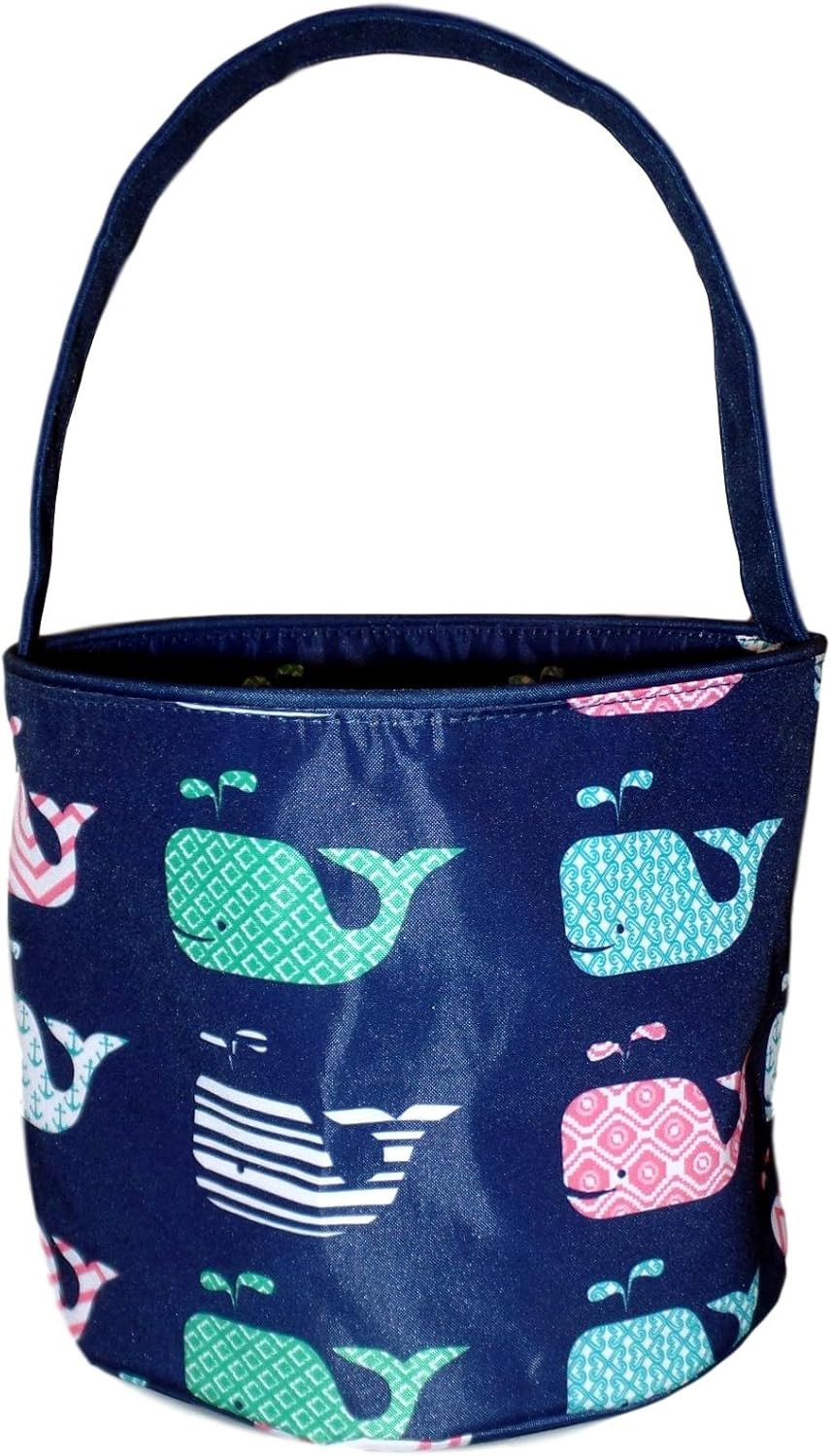 Fabric Bucket Tote Bag for Children - Toys - Easter Basket - Can Be Personalized (Navy Whale Print - | Amazon (US)