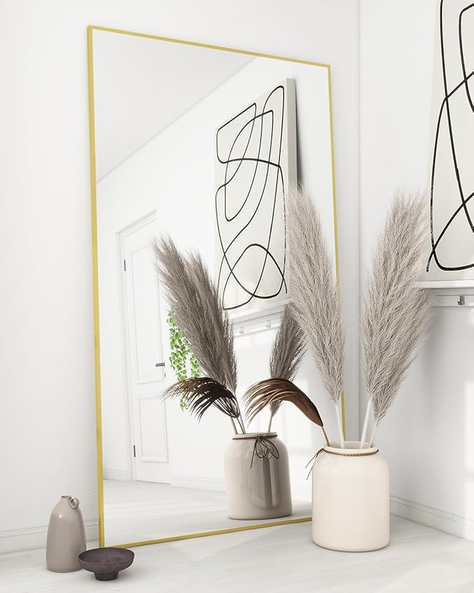 Koonmi 71"x31" Mirror Full Length, Gold Full Length Mirror, Bedroom Floor Body Mirror with Stand,... | Amazon (US)