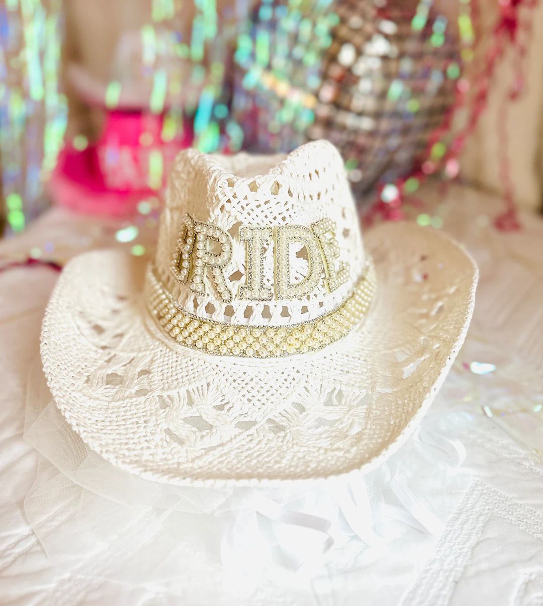 Coastal Cowgirl Hats Bachelorette Party Hats Coastal Bachelorette Favors Pink Bachelorette Cowgir... | Etsy (US)