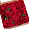 Click for more info about Ling's moment Artificial Flowers 50pcs Real Looking Dark Red Fake Roses w/Stem for DIY Wedding Bo...