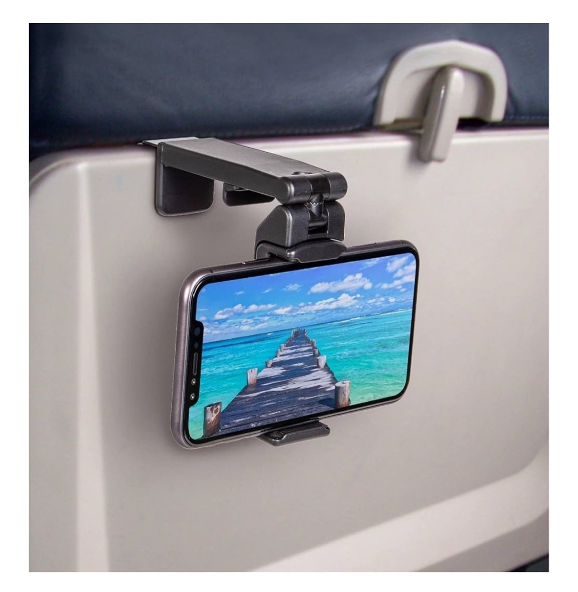 Perilogics Universal in Flight Airplane Phone Holder Mount.
Hands Free Viewing with Multi-Directional Dual 360 Degree Rotation. Pocket Size Must Have Airplane Travel Essential Accessory for Flying