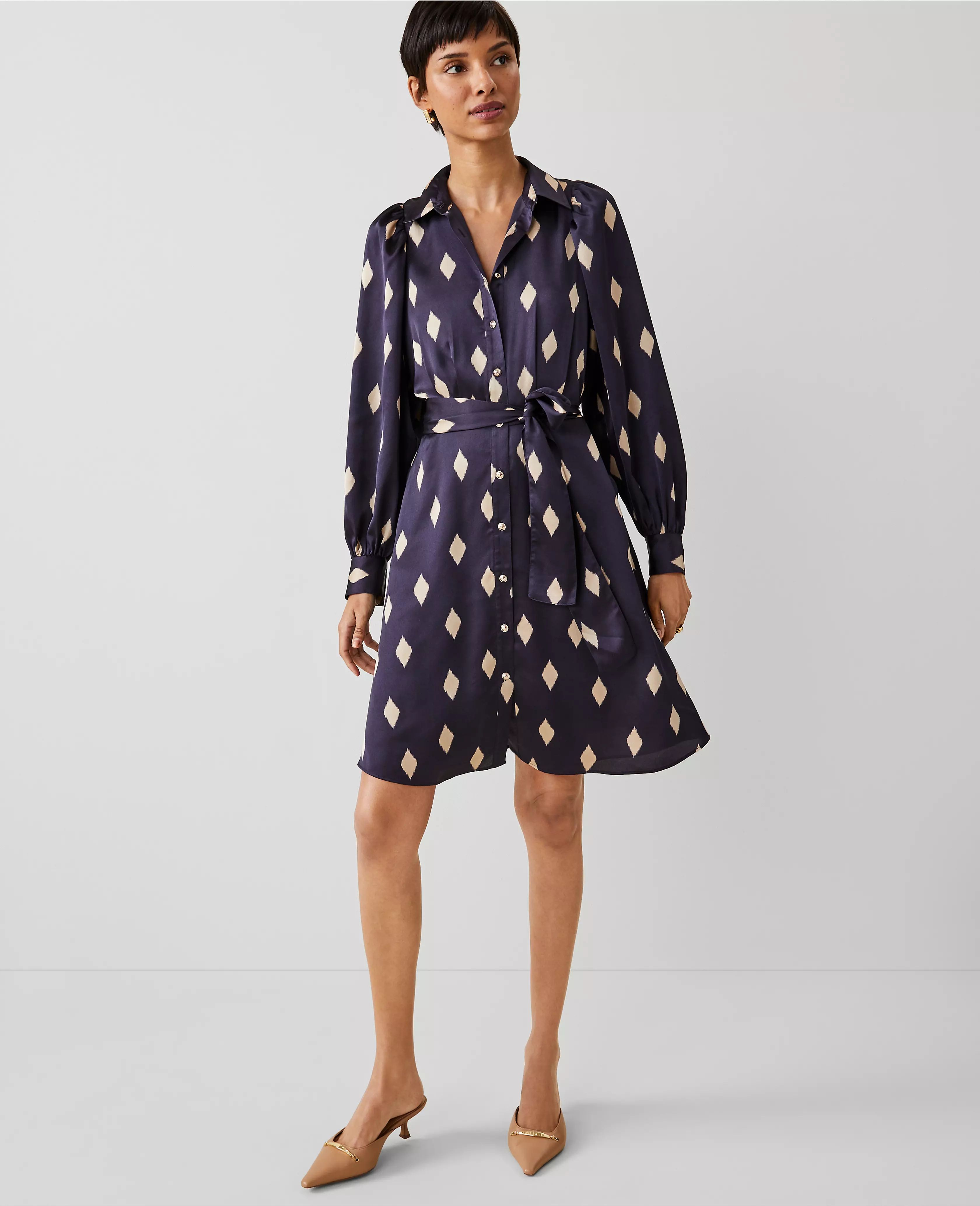 Geo Collared Belted Shirtdress | Ann Taylor (US)