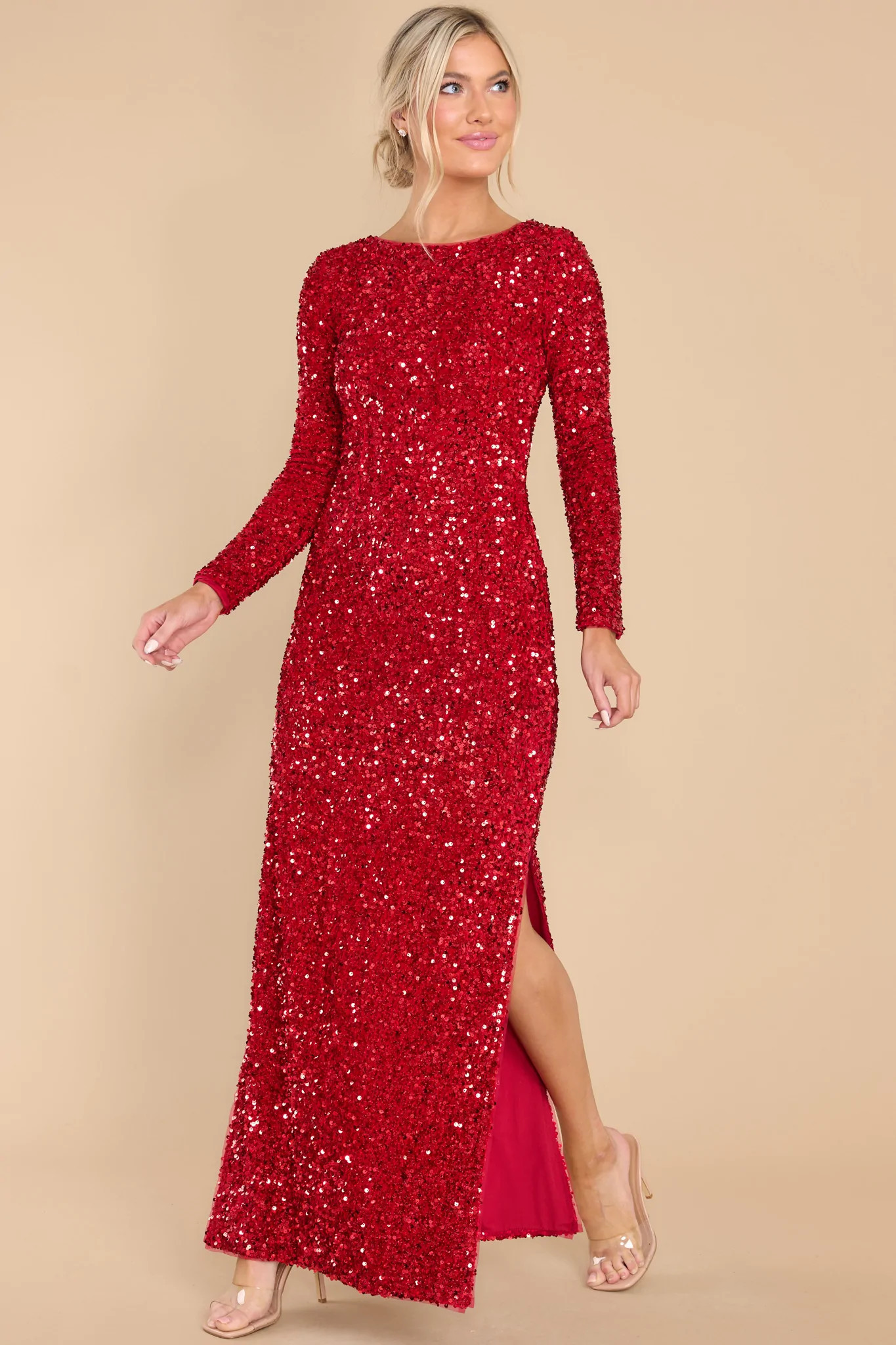 Hold Your Crown Ruby Red Sequin Maxi Dress | Red Dress 