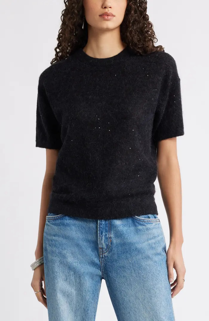 Nordstrom Short Sleeve Sequin Sweater | Nordstrom | Nordstrom