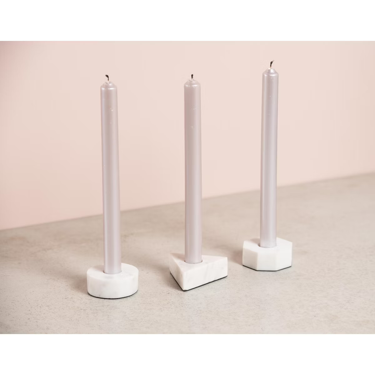 VIP Marble 2.5 in. Off-White Shaped Candle Holder Set of 3 | Target