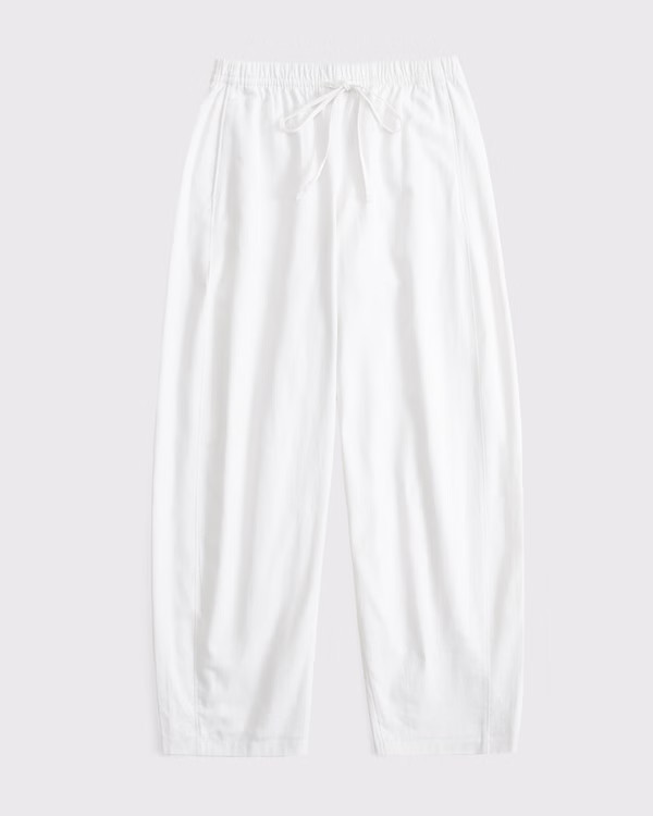 Linen-Blend Barrel Pull-On Pant | Abercrombie & Fitch (US)