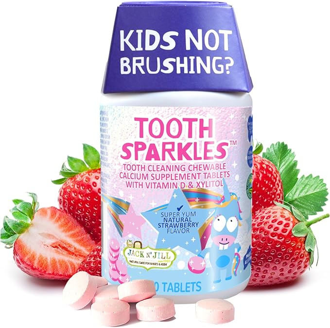 Jack N' Jill Tooth Sparkles - Tooth Cleaning Calcium Chews, Supports Teeth & Bone Development, Na... | Amazon (US)