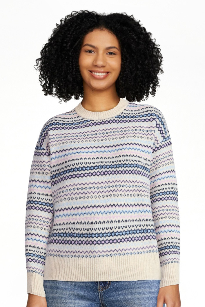 Time and Tru Women's Fair Isle Pullover Sweater, Midweight, Sizes XS-XXXL - Walmart.com | Walmart (US)