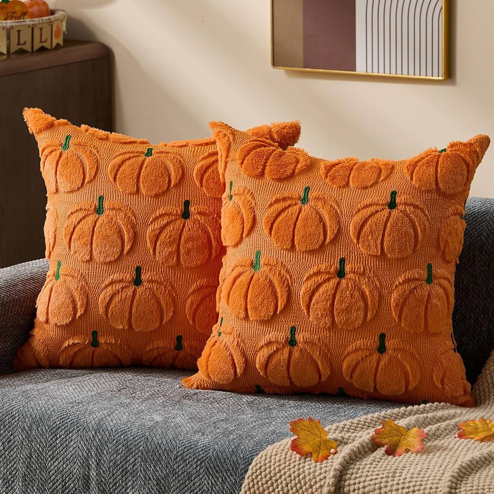 DFXSZ Fall Pillow Covers 20x20 Set of 2 Fall Decorations Orange Green Pumpkin Throw Pillow Cases ... | Amazon (US)